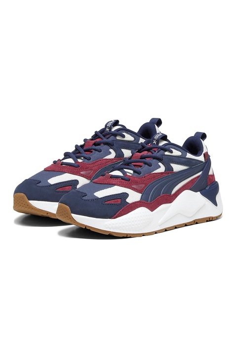 Puma, Pantofi sport S-X Efekt PRM, Alb/Visiniu/Bleumarin