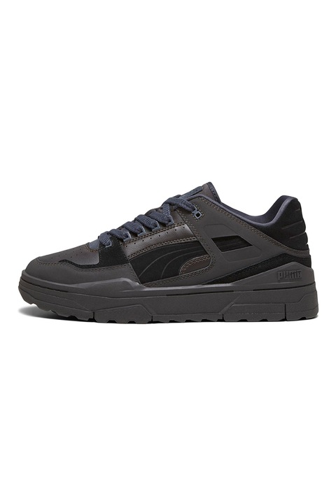 Puma, Pantofi sport de piele si piele ecologica Slipstream, Negru stins