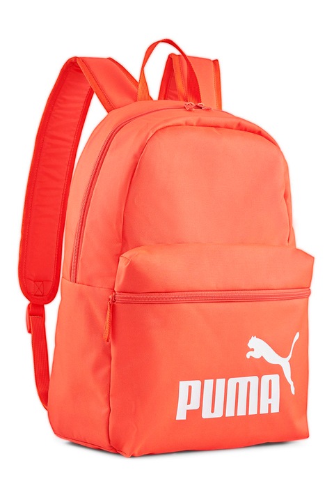 Puma, Rucsac cu imprimeu logo Phase - 22L, Alb, Portocaliu mandarina