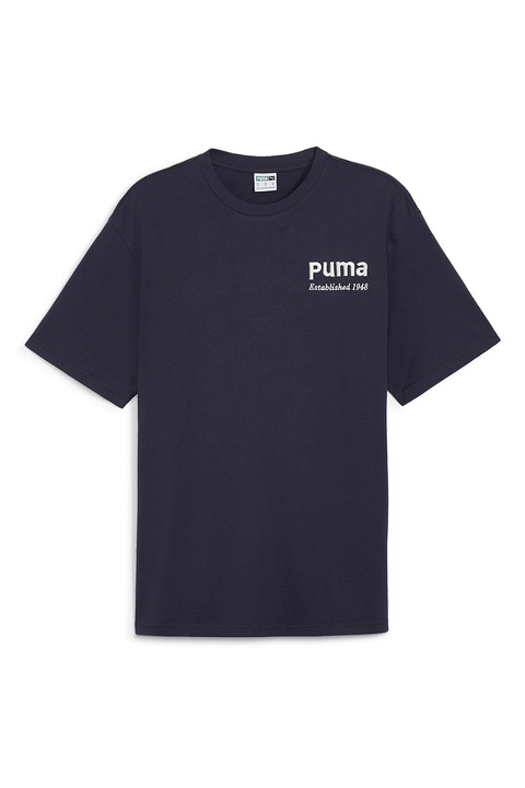Puma, Tricou de bumbac cu logo brodat, Bleumarin