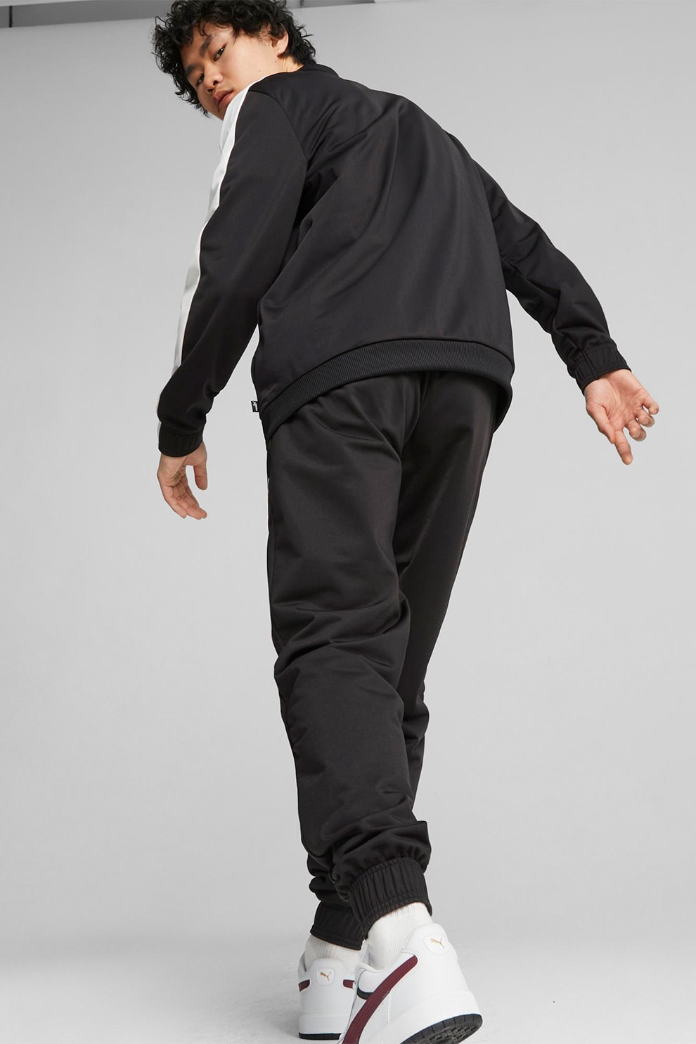 Puma, Trening cu fermoar si logo, Negru, Alb, XL - eMAG.ro
