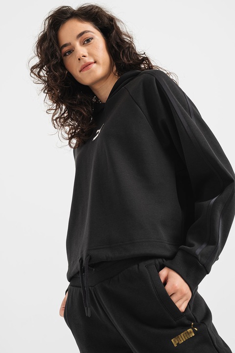 Puma, Hanorac lejer cu imprimeu logo, Negru, Alb, M