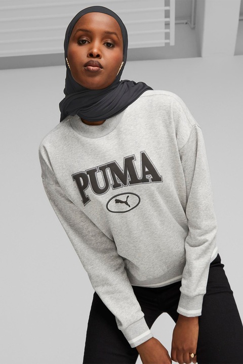 Puma, Суитшърт Squad с лого, Светлосив меланж/Черен