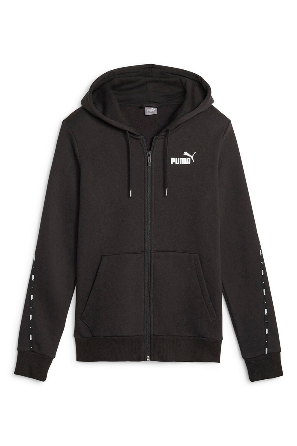 Puma, Hanorac cu fermoar si logo Essential Tape, Negru, L - eMAG.ro