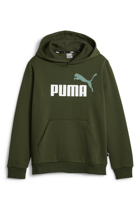 Puma, Essentials+ kapucnis pulóver kenguruzsebbel, Fehér/Katonai zöld