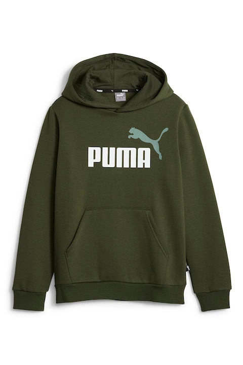 Puma, Худи Essentials+ с джоб кенгуру, Бял/Армия зелено