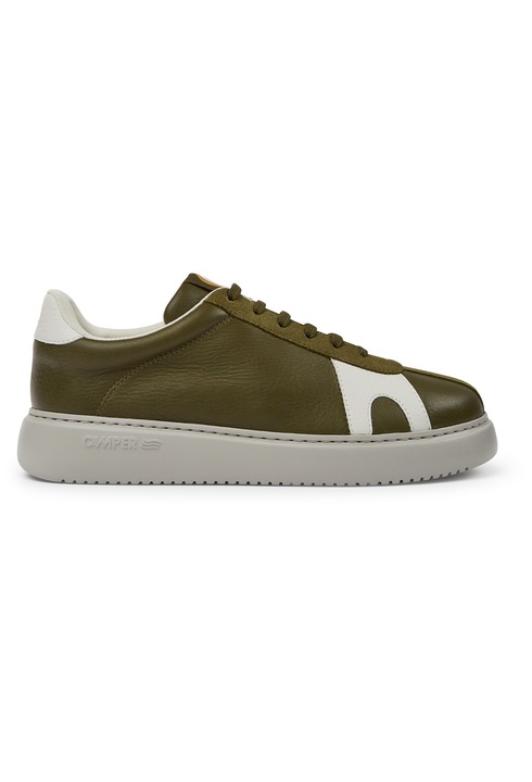 Camper, Pantofi sport de piele cu garnituri contrastante Runner K21, Alb/Verde masliniu