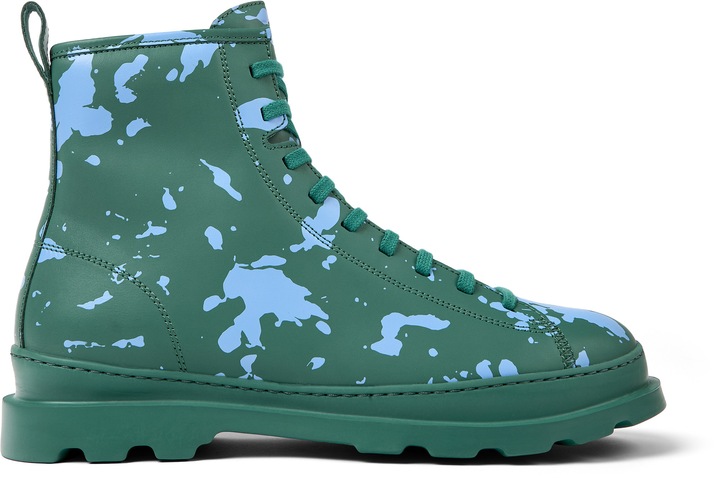 Camper, Ghete de piele cu aspect patat Brutus 437, Verde/Albastru