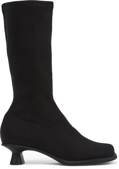 Camper, Cizme mid-calf cu parte superiora din material textil Dina 545, Negru, 39