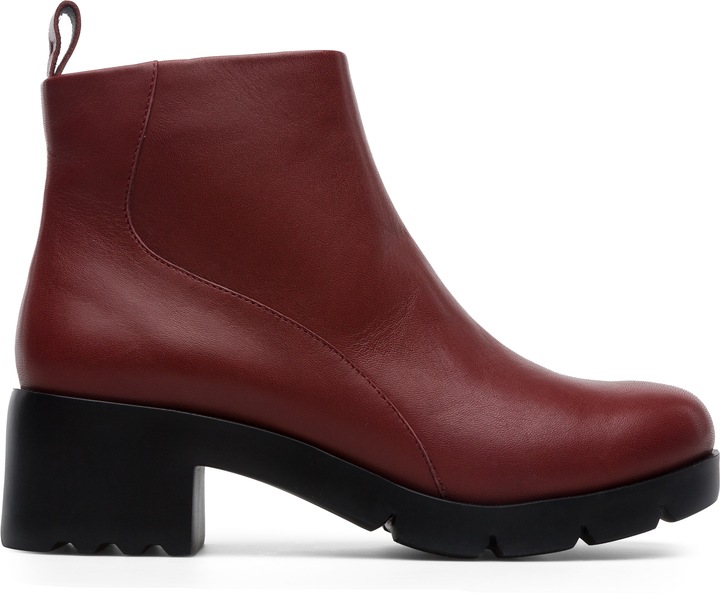 Camper, Botine de piele cu toc masiv Wanda 793, Visiniu