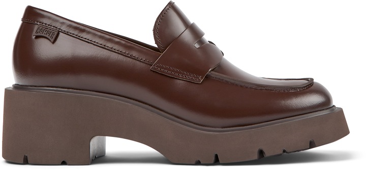 Camper, Pantofi loafer de piele cu toc masiv Milah 1159, Visiniu