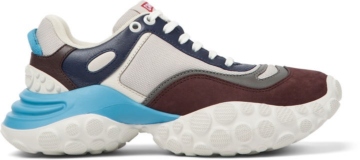 Camper, Pantofi sport din piele cu garnituri din material textil Pelotas Mars 1197, Maro/Gri/Albastru