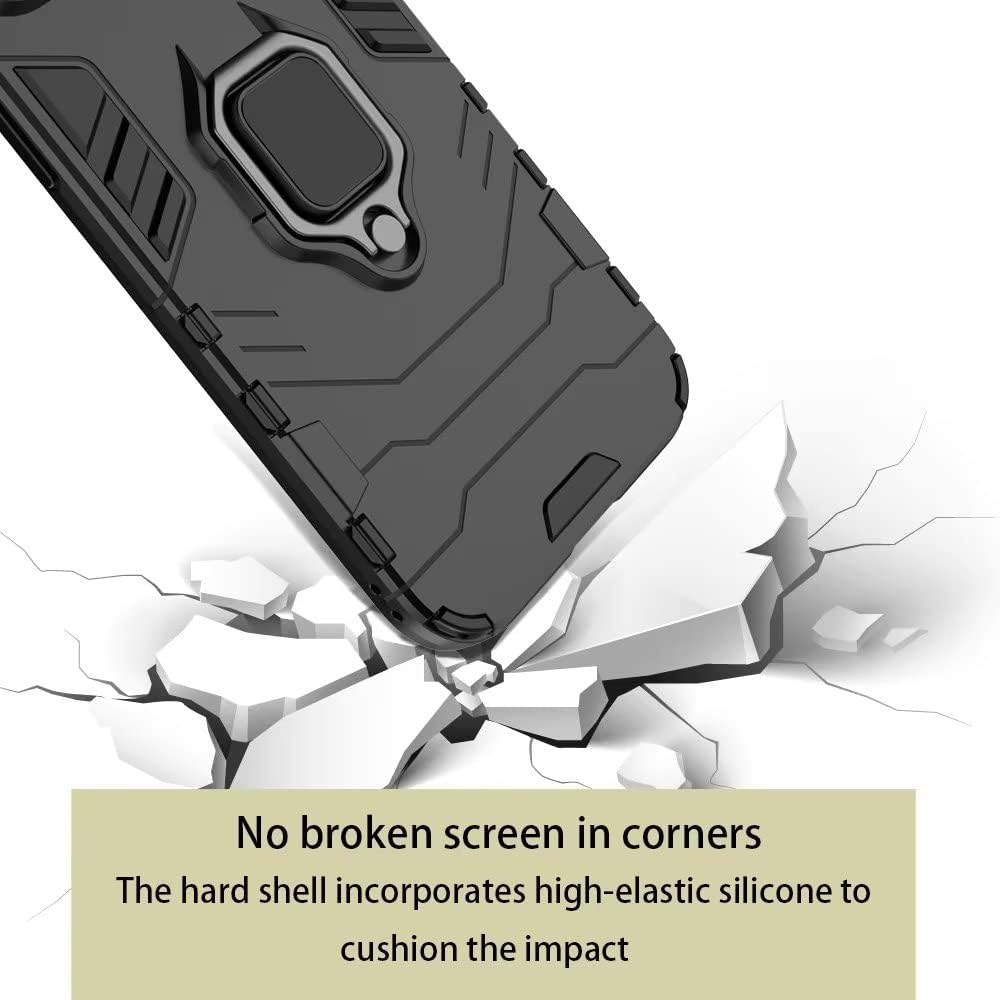 Husa pentru Honor 90 Ring Armor Kickstand Tough Rugged Cover, Aiyando, negru