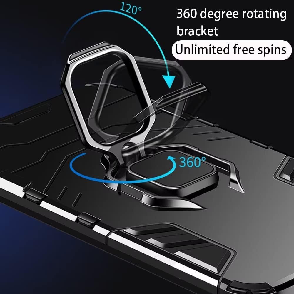 Husa pentru Honor 90 Ring Armor Kickstand Tough Rugged Cover, Aiyando, negru