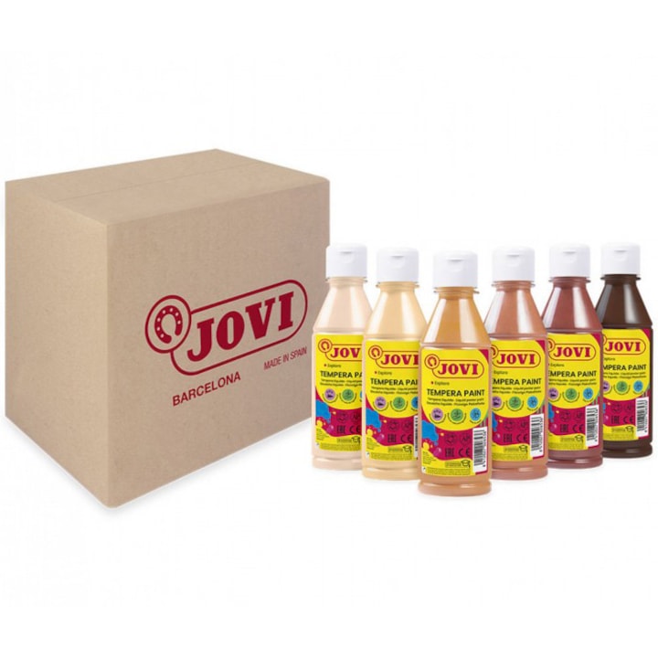 Темперни бои Jovi, Течни, 6 различни цвята Multicultural, 6 броя х 250 мл/бутилка
