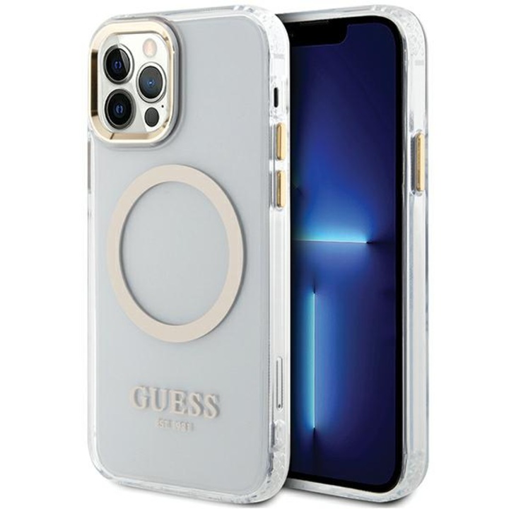 Кейс Guess GUHMP12MHTRMD за iPhone 12/12 Pro 6.1", златист, златист, твърд, Metal Outline Magsafe