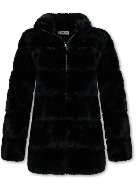 Palton de iarna din blana artificiala Gentile Bellini, negru, One size
