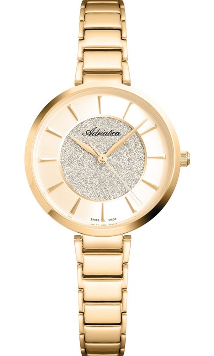 Дамски часовник Adriatica, Quartz Swiss Made, Steel/Stainless steel, Gold