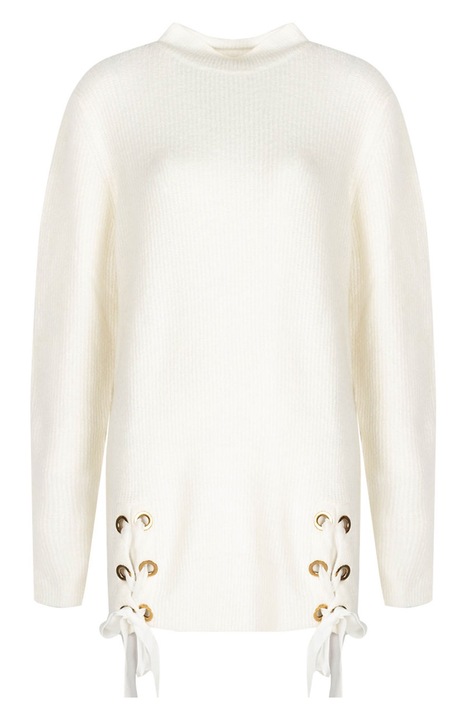 Pulover dama Trussardi, Lana, design simplu, Alb, XS INTL