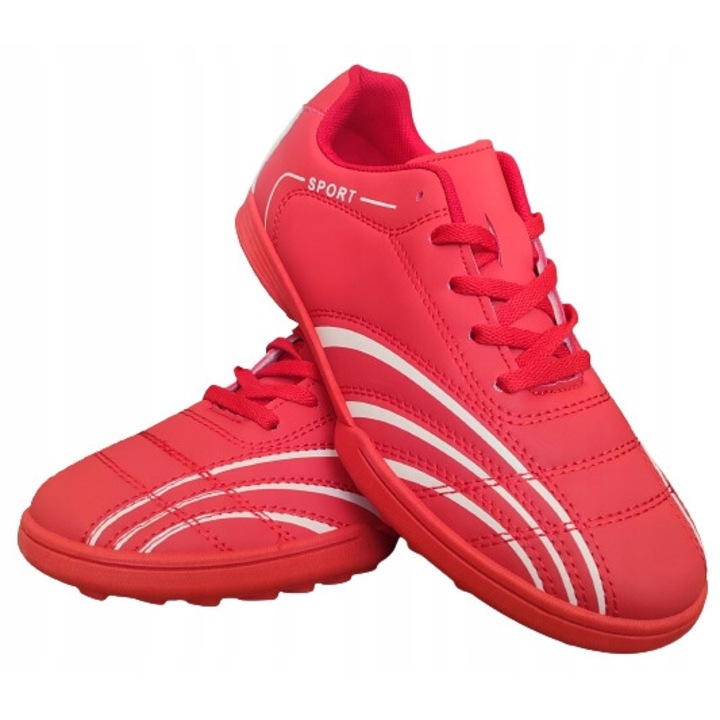 Pantofi fotbal de sala, SPORT, Piele ecologica, Rosu, Rosu, 38