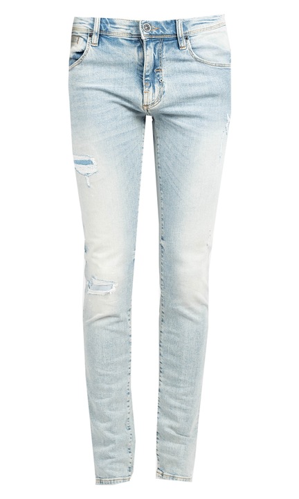 Jeans barbati Antony Morato, talie medie, efect uzat, denim, albastru, S INTL