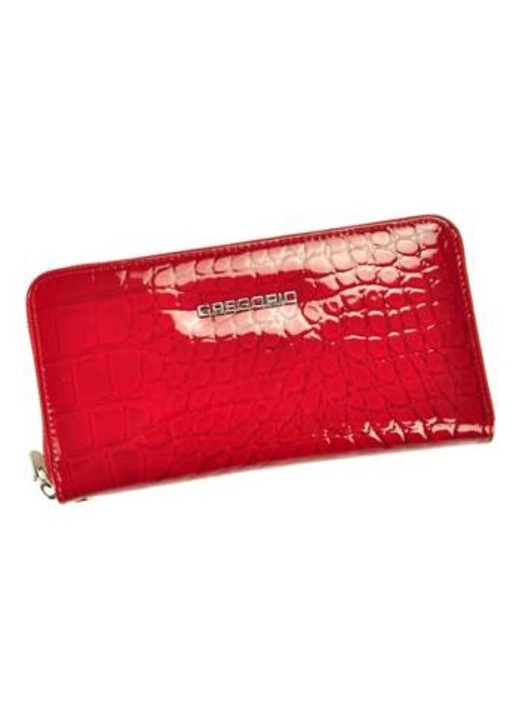 Portofel de dama, Gregorio, Piele, Rosu, 19.5x10.5x2.5cm