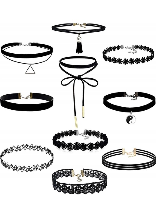 10 db-os CHOKER nyaklánc szett híresség zsinórral