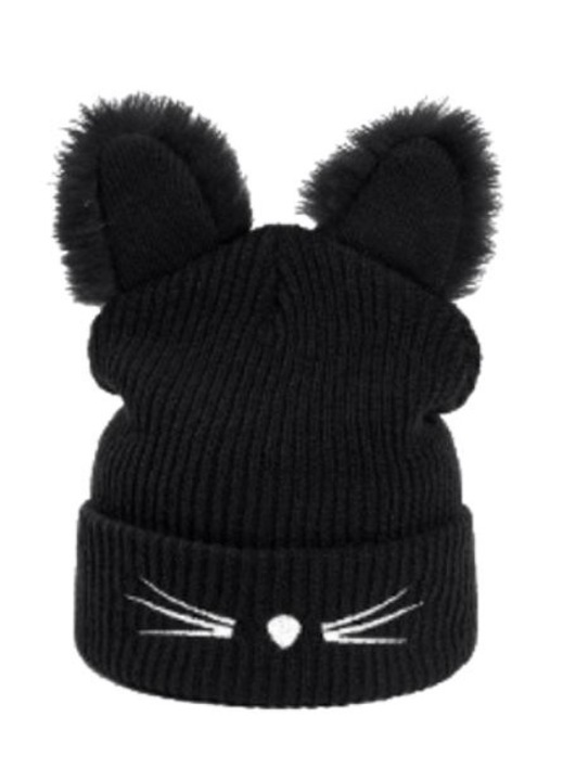Caciula de iarna dama, Edibazzar, Acril, Cu urechi de pisica, Negru
