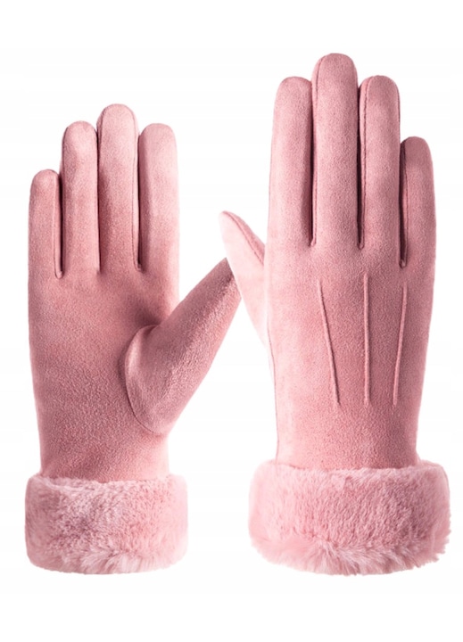 Дамски ръкавици, Edibazzar, Полиестер, 18 см, Розови