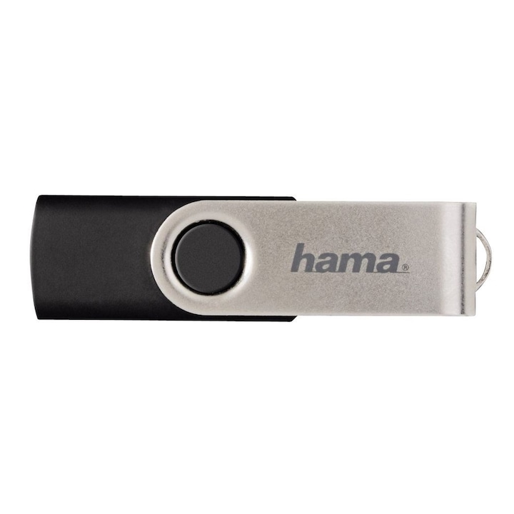 USB Flash памет Hama Rotate 32GB, USD 2.0, Черна със сиво