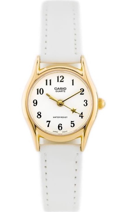 Дамски часовник Casio, кварцов механизъм, инокс/кожа, златист/черен