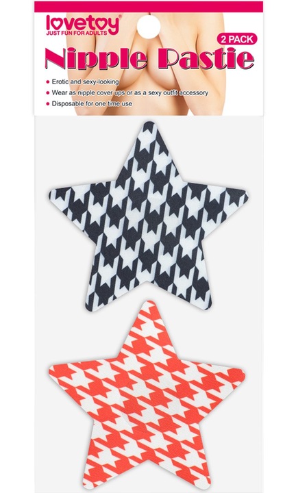 Mellbimbó kiegészítő készlet, Lovetoy, 2 db, Csillag modell, Piros-Fekete