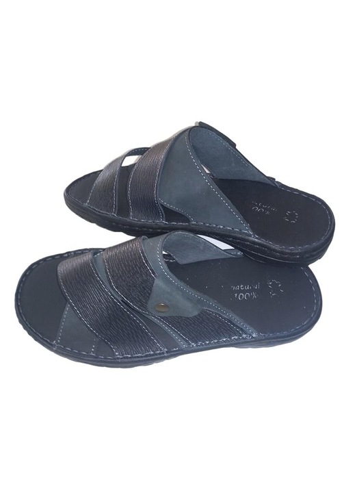 Papuci barbati, Todlanas, Piele naturala, Bleumarin