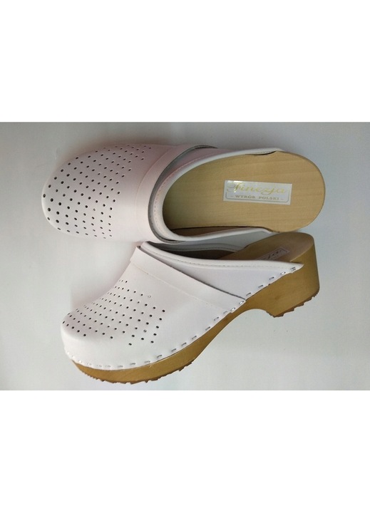 Saboti elegante pentru dama din piele naturala, Alb, 37