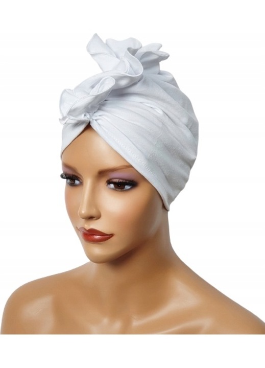 Turban Dama Luba Be Bumbac 100% Organic, Alb Pur, Marime Universala Extensibil, Ultra Confortabil si Elegant, Protectie Par si Scalp, Accesoriu Moda Versatil, Respirabil, Ideal Casa, Spa, Plaja, Chimioterapie, Stil si Confort Maxim