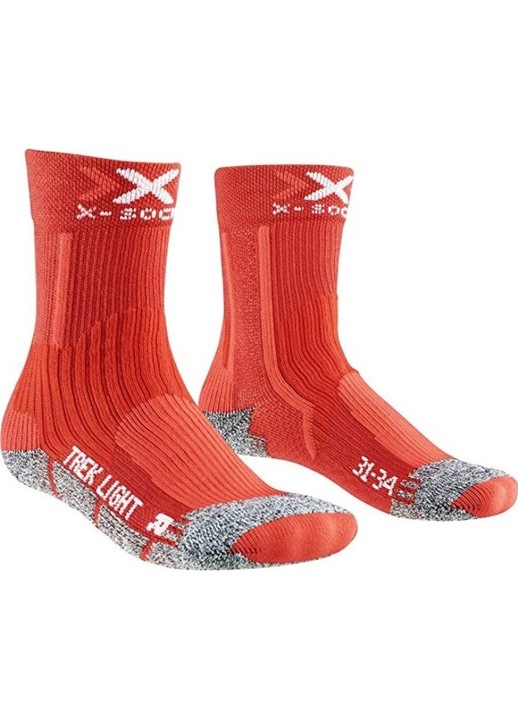 Детски спортни чорапи за трекинг X-Socks, червени, антибактериални, еластан