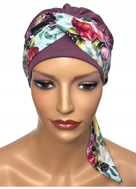 Turban dama Eva Design Lena Bm-014/213, bambus, elastic, universal, 25cm, cu esarfa detasabila