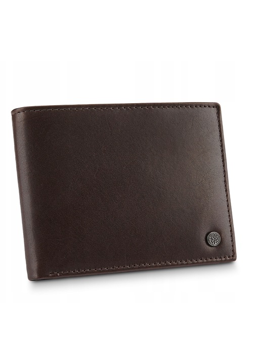 Portofel barbati, Betlewski, Piele naturala, 11.2x9.2x1.8 cm, Maro
