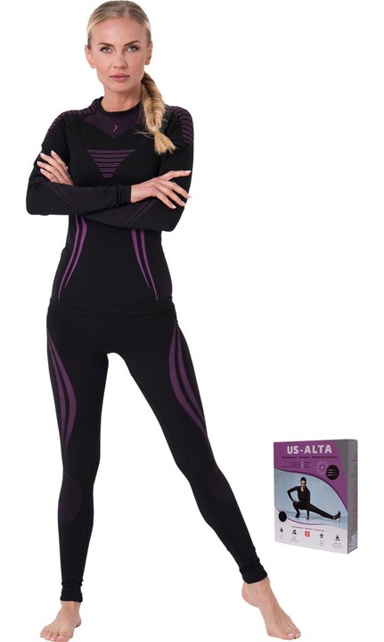 Lenjerie termica dama, REIS, Poliester/Poliamida, Negru, XL