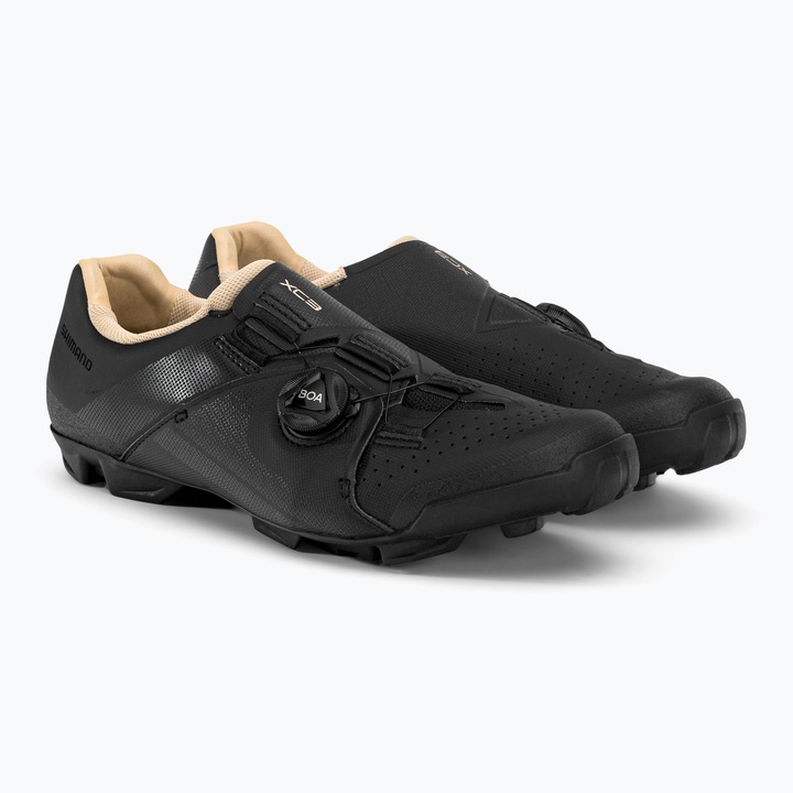 Pantofi de ciclism barbati, Shimano, Sintetic, Negru, Negru