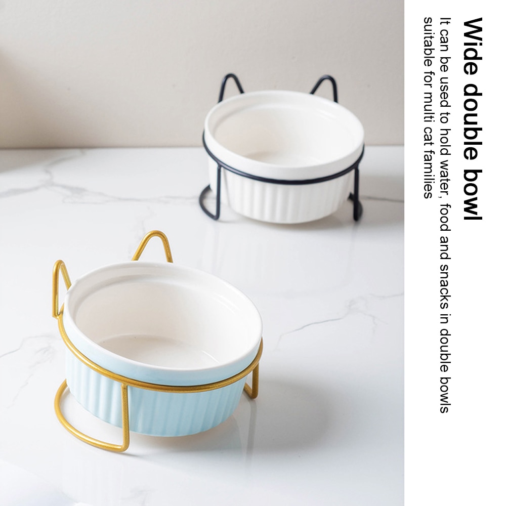 Set 2 boluri pentru pisici, Ceramica, 400 ml, Alb - eMAG.ro