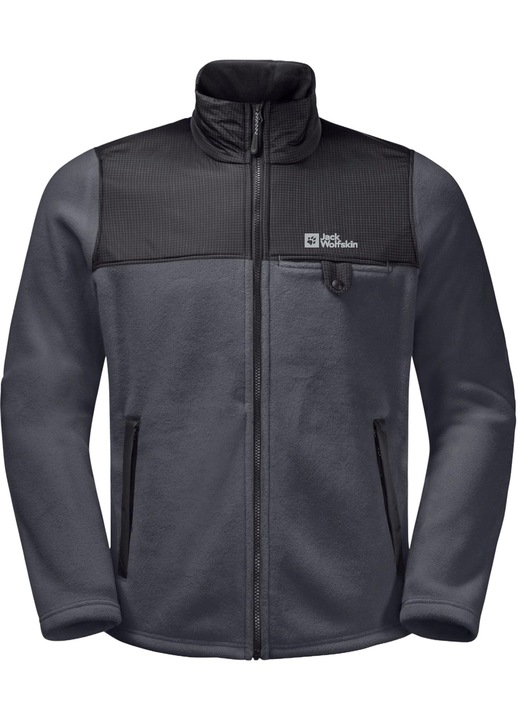 Jacheta fleece pentru barbati, Jack Wolfskin, Dna Grizzly, Negru/Gri, S