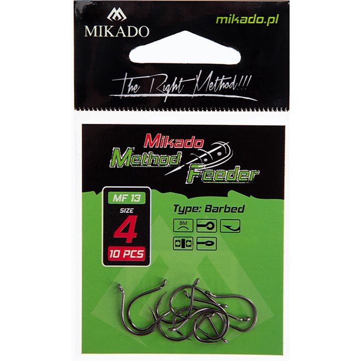 Carlige de pescuit, Mikado, 10 Bucati, Metal, Negru