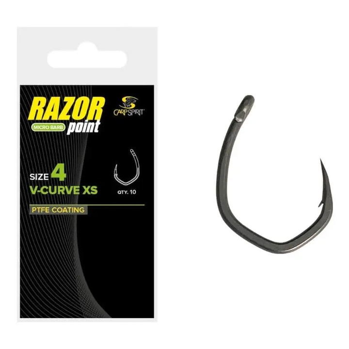Carp Spirit V-Curve XS - Erősített Szakállas Horog - 6