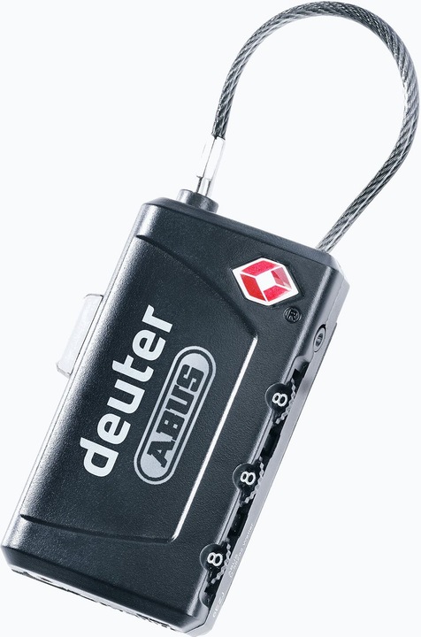 Lacat cu cifru, Deuter, Plastic, 9.6x1.7x1.3 cm, Negru