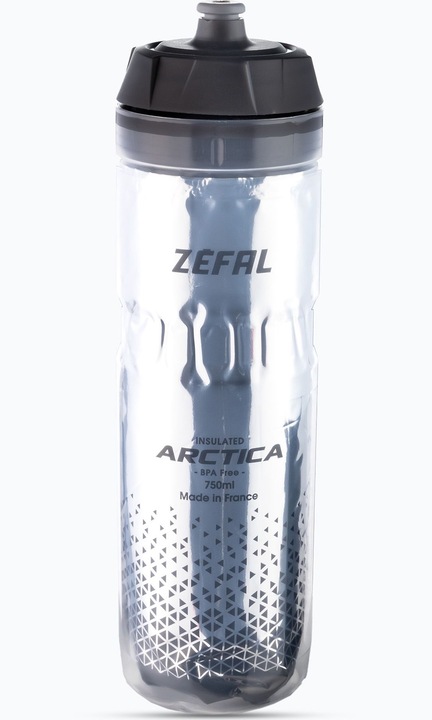 Bidon termal pentru bicicleta, Zefal, Polipropilena, 750 ml, Negru/Transparent