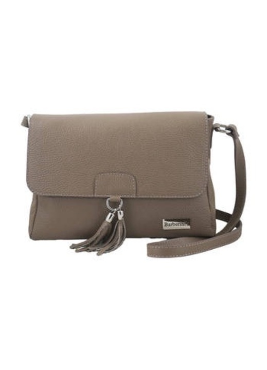 Geanta messenger, Barberini's, Piele naturala, 21x28x11cm, Bej inchis