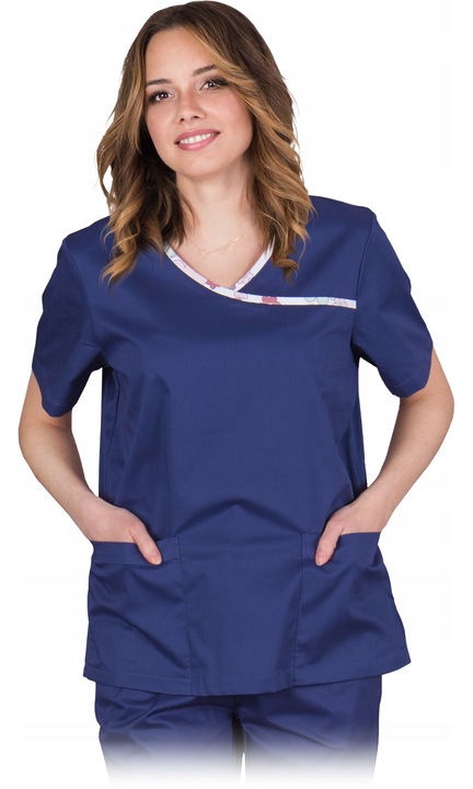 Bluza medicala, Reis, Bumbac/Poliester, Albastru, S