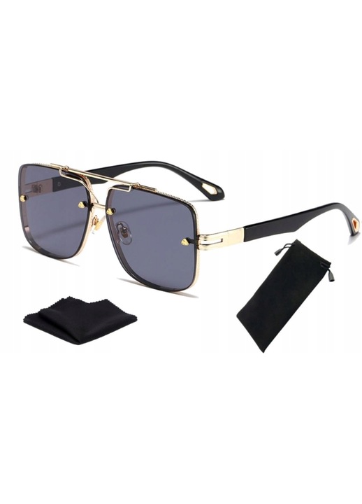 Ochelari de soare polarizati Edibazzar, unisex, Negru/Auriu, cu filtru de protectie UV400, lentile antireflex ideale pentru condus, rama metalica eleganta, design modern, accesorii fashion pentru vacanta si uz zilnic