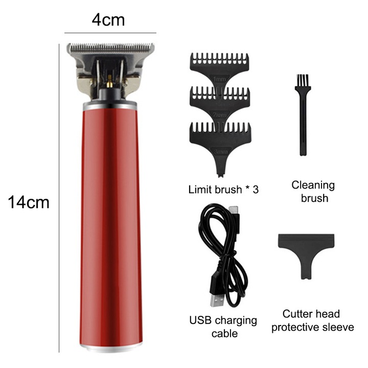Hajvágó, trimmer, USB-ről tölthető, rozsdamentes acél pengék, fekete, hordozható